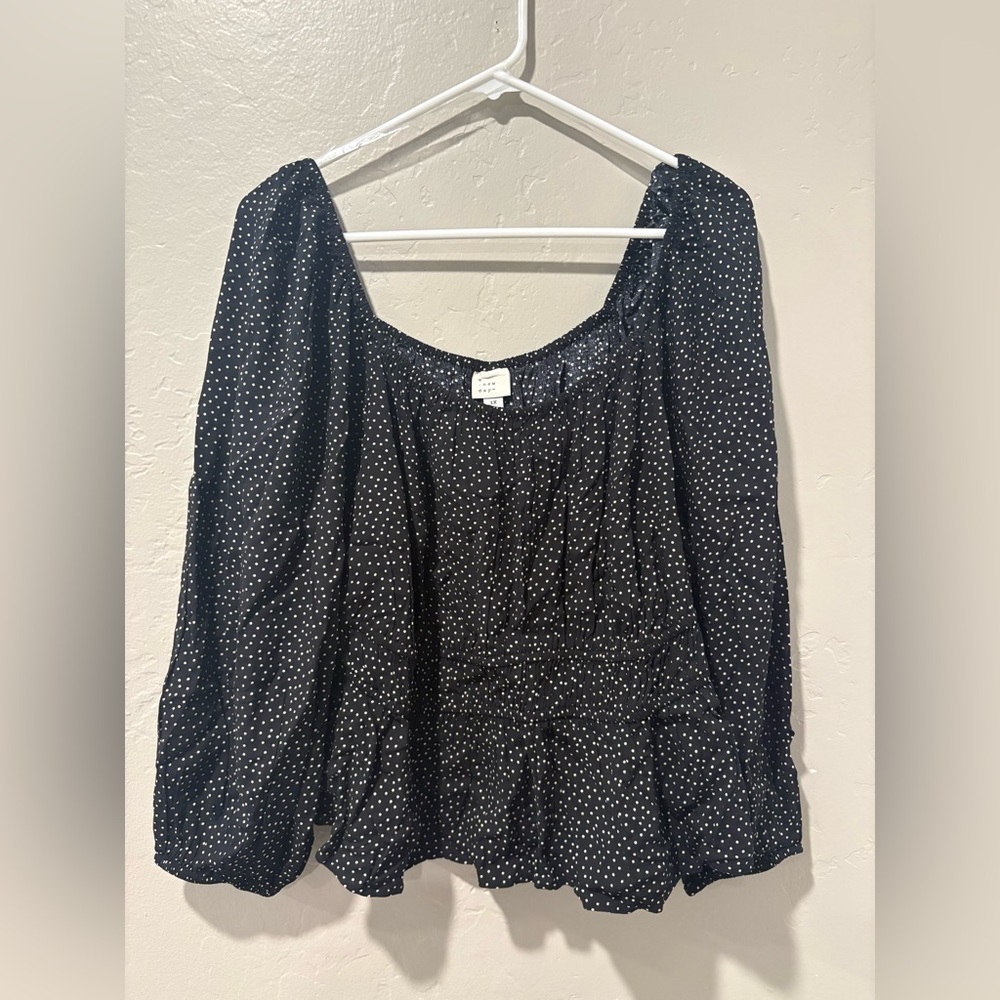 A New Day Black with White Polka Dot Blouse